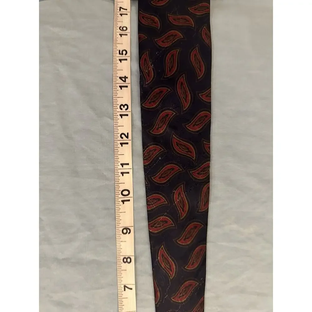 Men's Tie Mini Paisley Beige Red Navy 58in